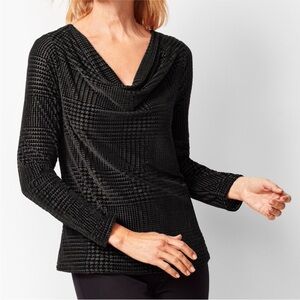 Talbots Black Flocked Long Sleeve Top